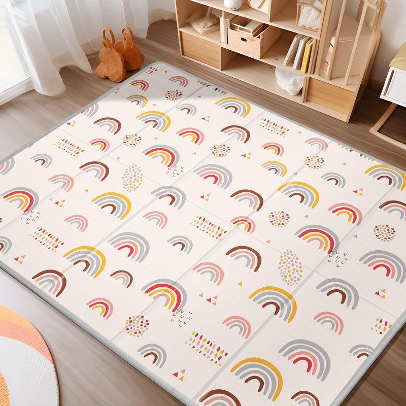 PIGLOG XL Baby Play Mat, 79" X 71" Extra Large Play Mat, Baby Mats for Floor, Waterproof, Anti-Slip Baby Crawling Mat, Soft Foam Mat for Babies and Toddlers, Reversible & Portable Rainbow and Star Pattern - Image 1