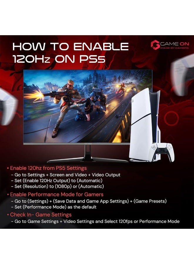 GAMEON New 2024 1080p Gaming Monitor 27 inch, GOPS27180IPS, FHD IPS, 180Hz Refresh Rate, 0.5ms Response Time, 2.1 HDMI, G-Sync & FreeSync, HDR, Built-in-Speakers, Console Ready Black - Image 5