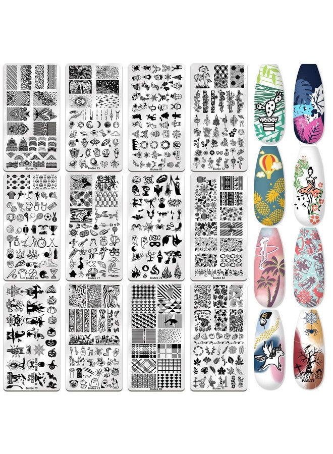 بيوتي طقم ختم الأظافر مجموعة لوحة ختم فن الأظافر 8 ختم جل طلاء الأظافر 12 لوحة ختم جيلي سيليكون الختام زهرة الحيوان الدانتيل فتاة Startemplate أداة الإمدادات لقضاء عطلة - Image 2