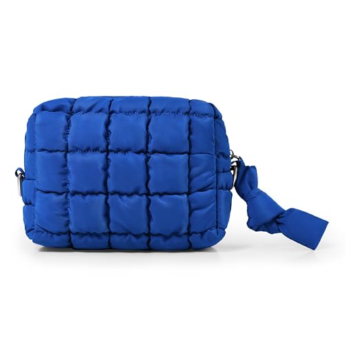 Yarnic Quilted Makeup Bag Cosmetic Bag, Travel Toiletry Bag for Women, Cute Makeup Bag Organizer Puffer Makeup Pouch (S, Royal Blue) - Image 1