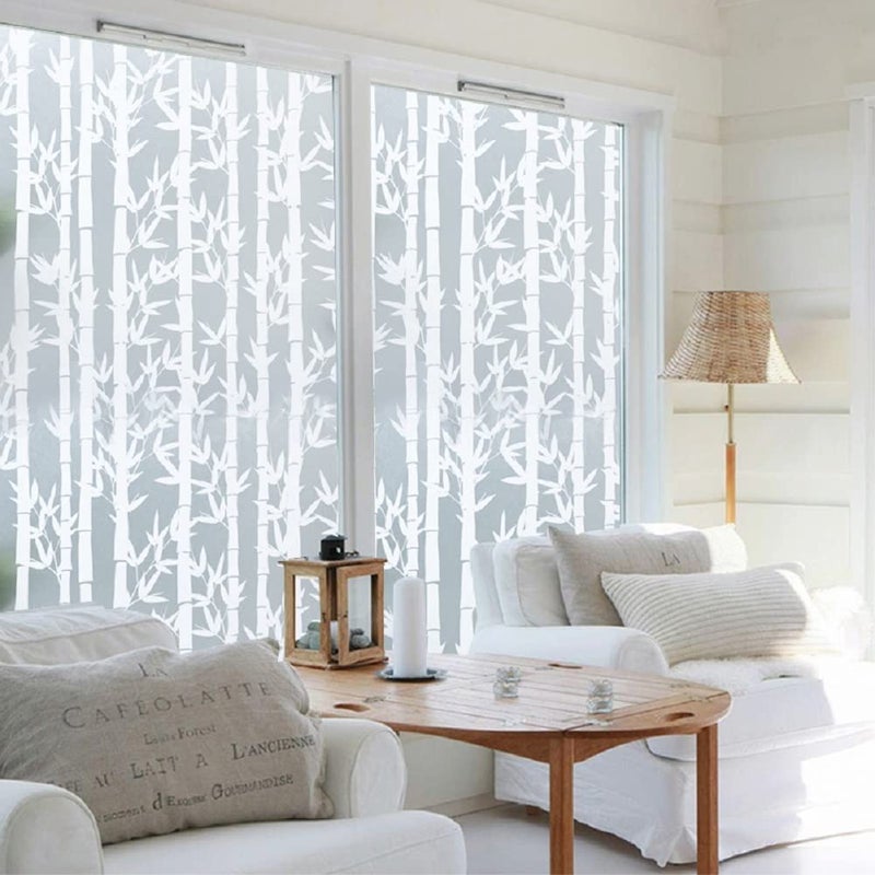 STICKSTUFF STICKSTUFF Premium Window Films Privacy Film Self Ahesive Decorative Film for Bathroom Door Window Heat Control Anti UV White Bamboo 16x96 Inch  - Image 4