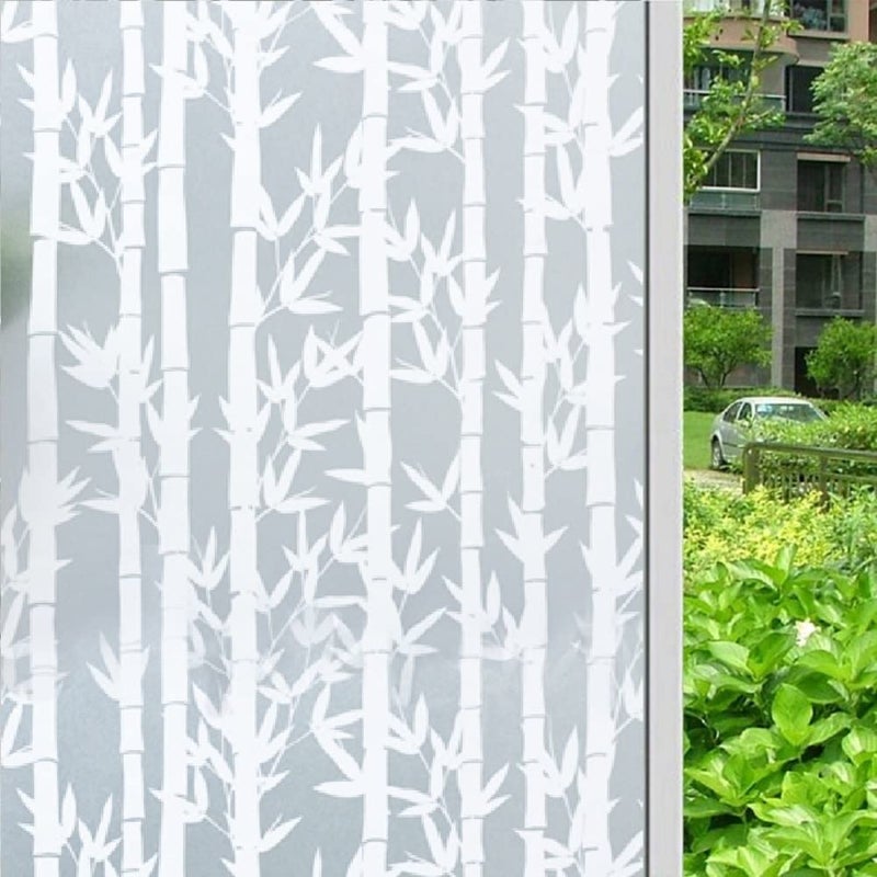 STICKSTUFF STICKSTUFF Premium Window Films Privacy Film Self Ahesive Decorative Film for Bathroom Door Window Heat Control Anti UV White Bamboo 16x96 Inch  - Image 1