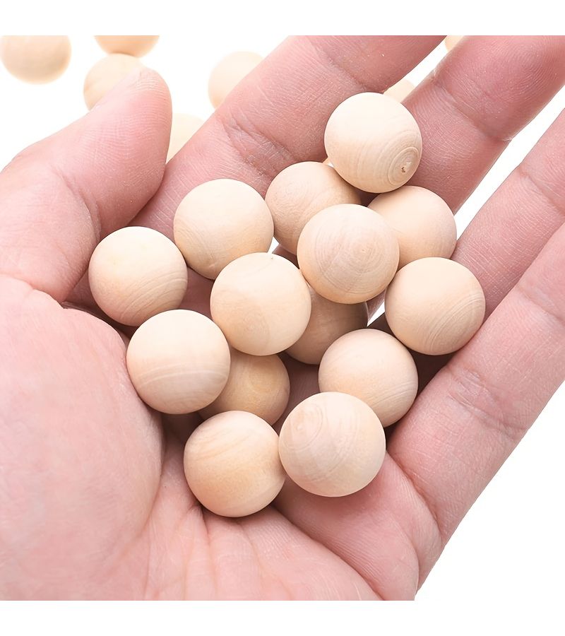 60 حبة خشبية مستديرة 16 مم للحرف اليدوية DIY غير مطلية طبيعيا - Image 2