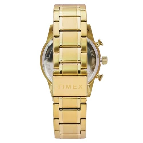 TIMEX Analog Watch for Man with Blue Round Dial & Gold Stainless Steel Bracelet Band Water Resistant Men's Wrist Watches - TWEG17617 - Image 5