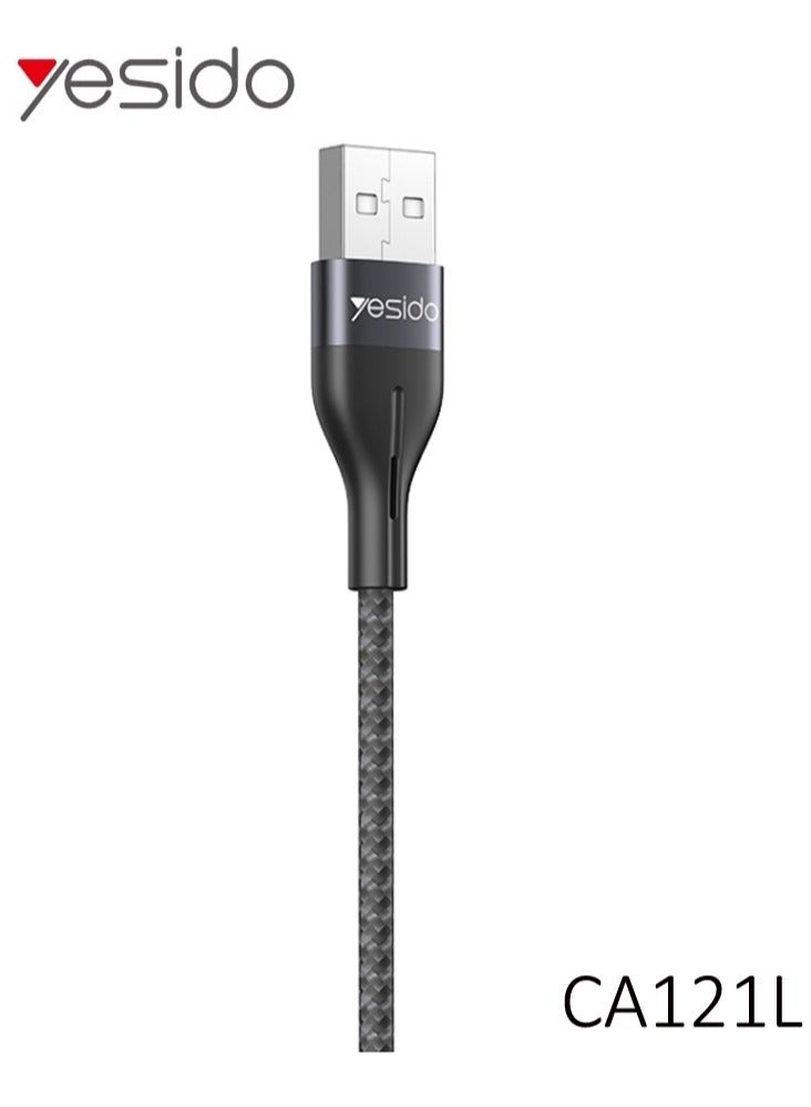 Yesido CA121L Fast Charging USB Cable for iPhone 2A High-Speed Charging and Data Transfer 1 Meter Black - Image 2