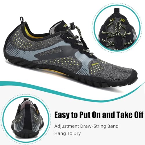 SAGUARO Barefoot Shoes Men Wide Toe Box Minimalist Trail Runner Sneakers Mens Fitness Gym Shoe FastⅠSize US 11.5 Women/9.5 Men Black - Image 4