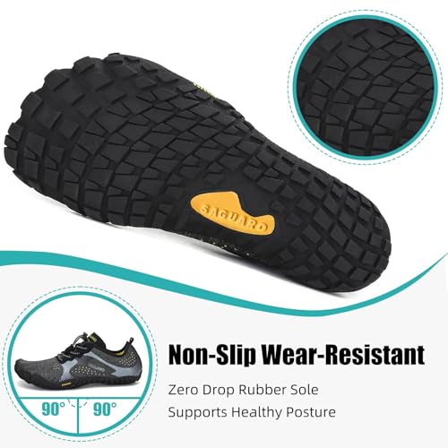 SAGUARO Barefoot Shoes Men Wide Toe Box Minimalist Trail Runner Sneakers Mens Fitness Gym Shoe FastⅠSize US 11.5 Women/9.5 Men Black - Image 5