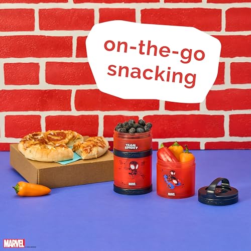 Whiskware Spider-Man Team Spidey Stackable Snack Containers for Babies, Kids, and Toddlers, 3 Stackable Snack Cups for School or Travel, Cupholder Friendly, Miles Morales - Image 5