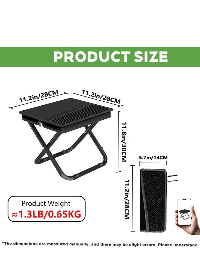 التلقيم حقيبة يد معدنية صغيرة محمولة ذات نمط مطوي -مقعد خيم خفيف الوزن ذو تصميم صغير الحجم، مثالي للسفر، والتنزه، والحفلات الموسيقية، والاستخدام اليومي، كرسي خارجي قوي للراحة أثناء الحركة (كبير، أسود) - Image 2