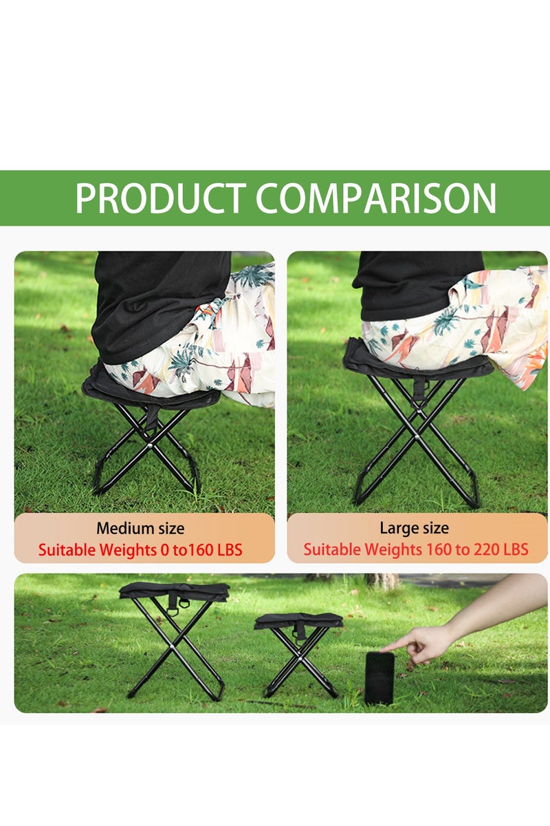 التلقيم حقيبة يد معدنية صغيرة محمولة ذات نمط مطوي -مقعد خيم خفيف الوزن ذو تصميم صغير الحجم، مثالي للسفر، والتنزه، والحفلات الموسيقية، والاستخدام اليومي، كرسي خارجي قوي للراحة أثناء الحركة (كبير، أسود) - Image 3