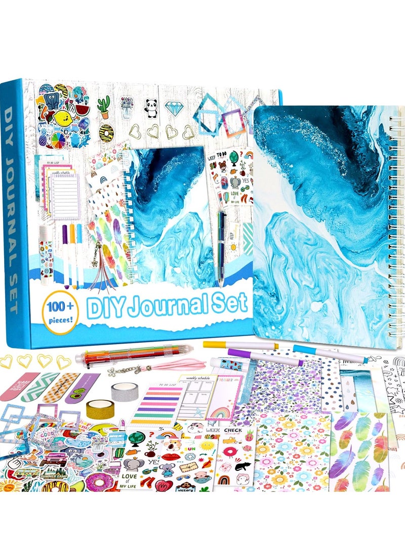 SOLARAE طقم دفتر يوميات افعلها بنفسك للفتيات المراهقات، طقم ألبوم قصاصات للأطفال، 100 قطعة+ أفكار هدايا عيد ميلاد مخصصة، هدايا للفتيات من عمر 8 إلى 13 سنة وما فوق - Image 1