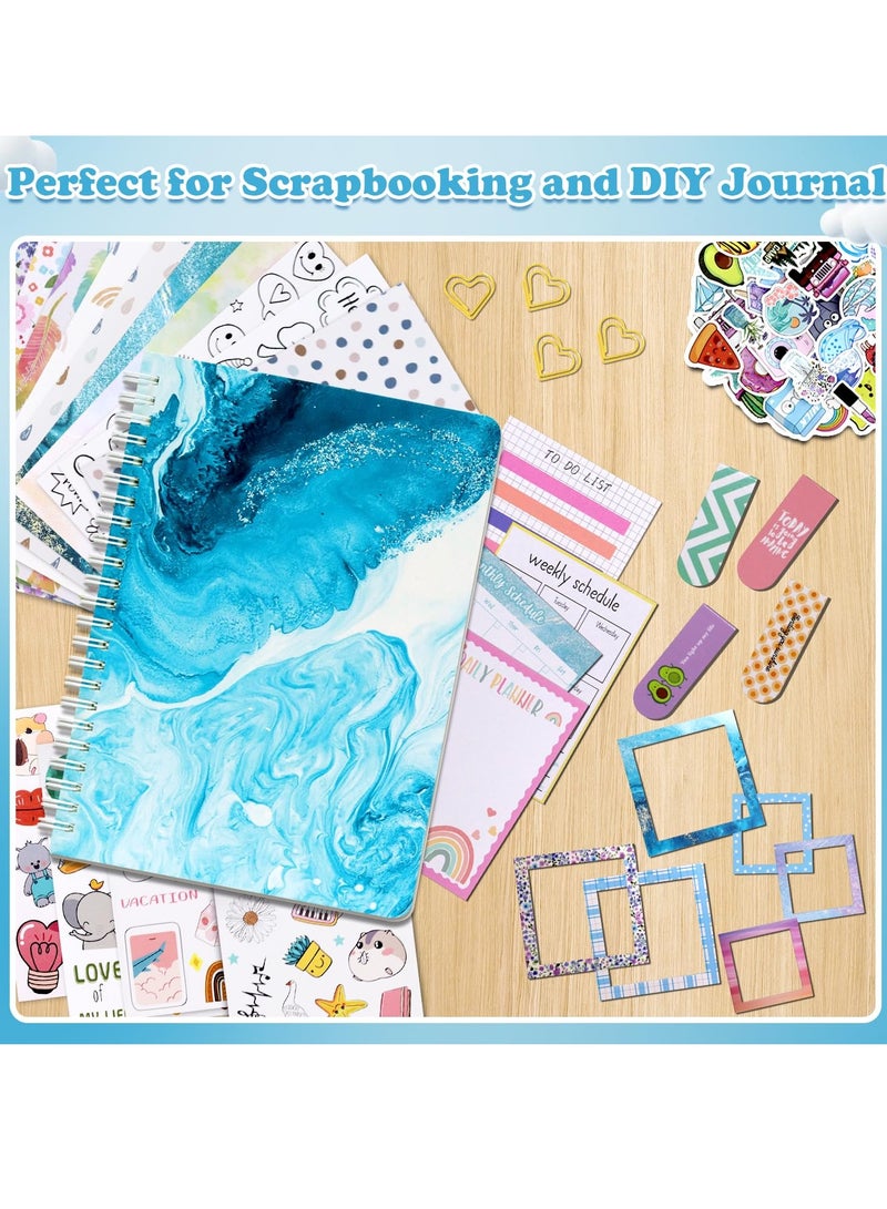 SOLARAE طقم دفتر يوميات افعلها بنفسك للفتيات المراهقات، طقم ألبوم قصاصات للأطفال، 100 قطعة+ أفكار هدايا عيد ميلاد مخصصة، هدايا للفتيات من عمر 8 إلى 13 سنة وما فوق - Image 5