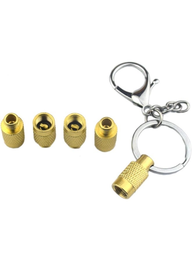 مخفض ضغط الإطارات 4 في 1 من النحاس الصلب سهل التخزين والاستخدام أداة خفض ضغط الإطارات لمركبات الطرق الوعرة مع أغطية صمامات بديلة وسلسلة مفاتيح - Image 3