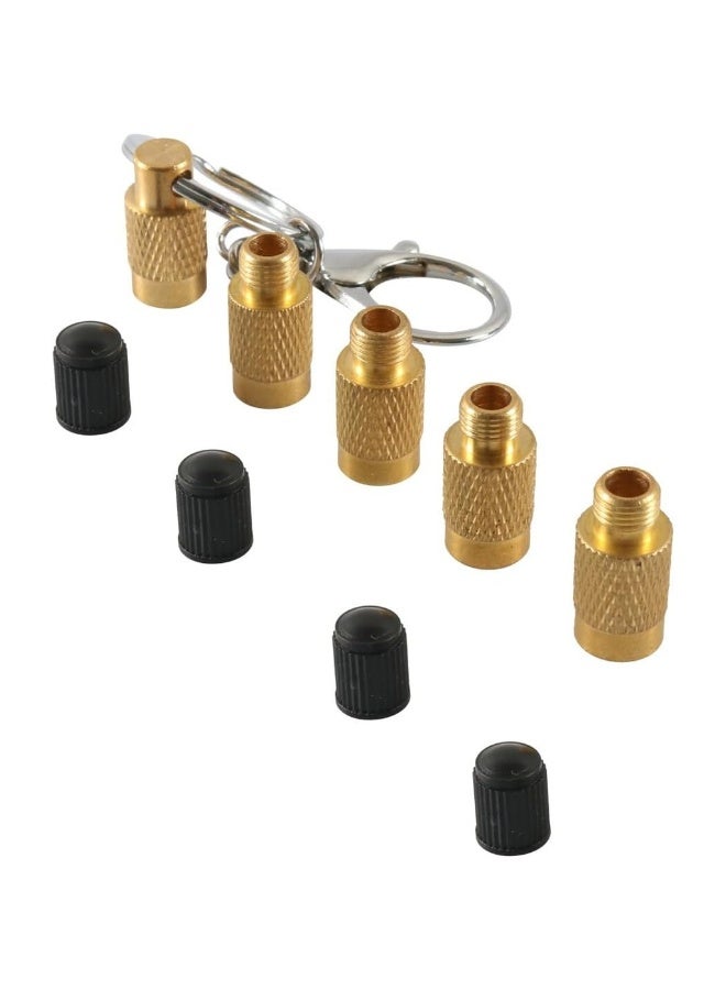 مخفض ضغط الإطارات 4 في 1 من النحاس الصلب سهل التخزين والاستخدام أداة خفض ضغط الإطارات لمركبات الطرق الوعرة مع أغطية صمامات بديلة وسلسلة مفاتيح - Image 2