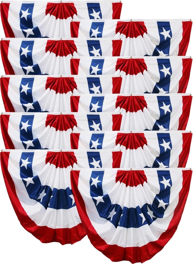 HOOSUN American Flag Bunting for Outside,4th of July Flags Outdoor, USA Pleated Fan Flag 1.5x3 FT,Patriotic Decor Bunting Banner,Fourth of July Yard Decorations,Red White and Blue Decor for Outside (10 Pack) - Image 1
