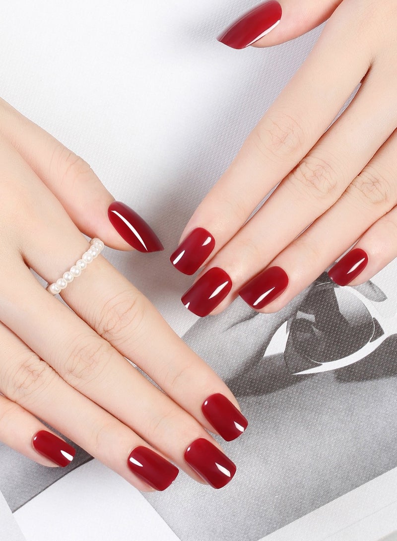 Press On Nails, 24 Gel Nails Kit, False Nails, Reusable Stick On Nails in variable Sizes, French Style, Full Well Tips, Shimmery Finish, False Nails press on, impress nails, stick on nails - Image 1