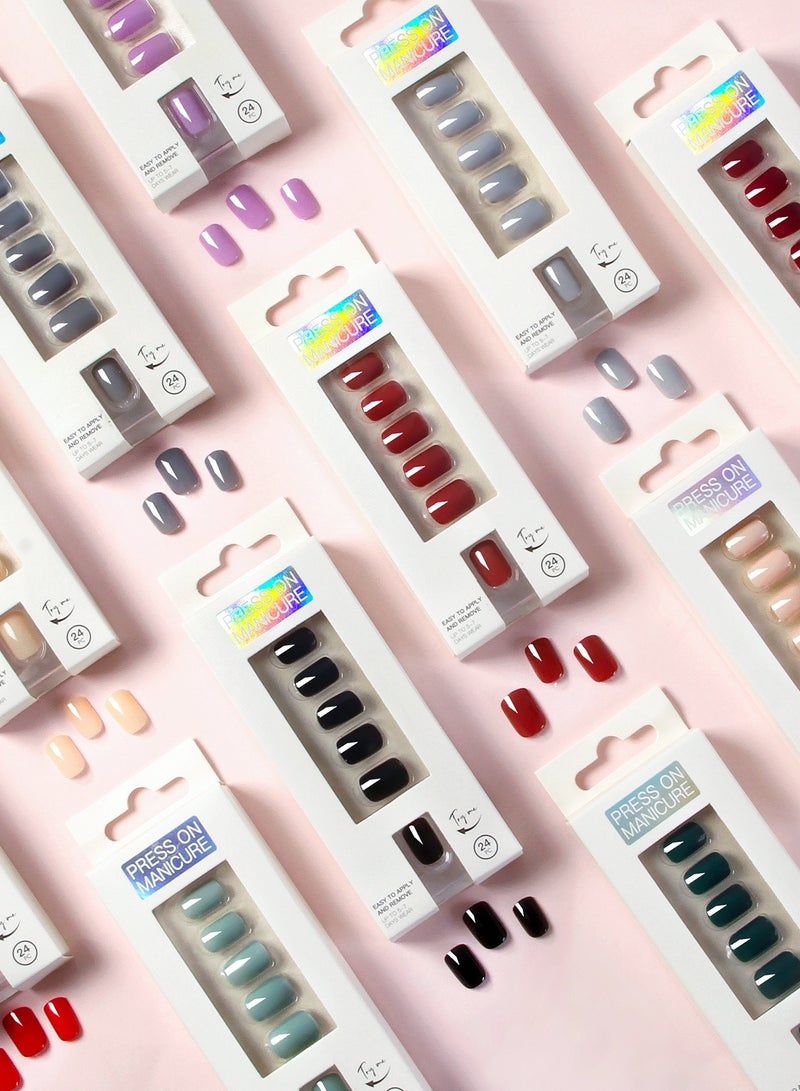 Press On Nails, 24 Gel Nails Kit, False Nails, Reusable Stick On Nails in variable Sizes, French Style, Full Well Tips, Shimmery Finish, False Nails press on, impress nails, stick on nails - Image 2
