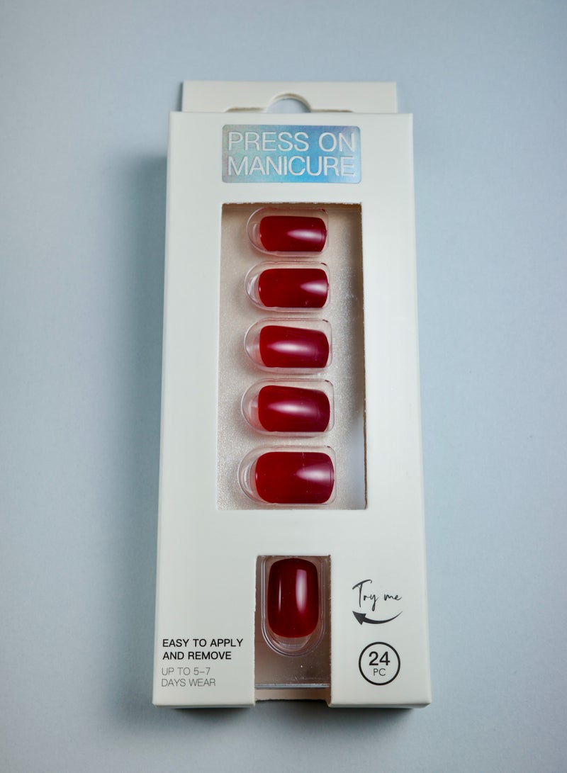 Press On Nails, 24 Gel Nails Kit, False Nails, Reusable Stick On Nails in variable Sizes, French Style, Full Well Tips, Shimmery Finish, False Nails press on, impress nails, stick on nails - Image 3