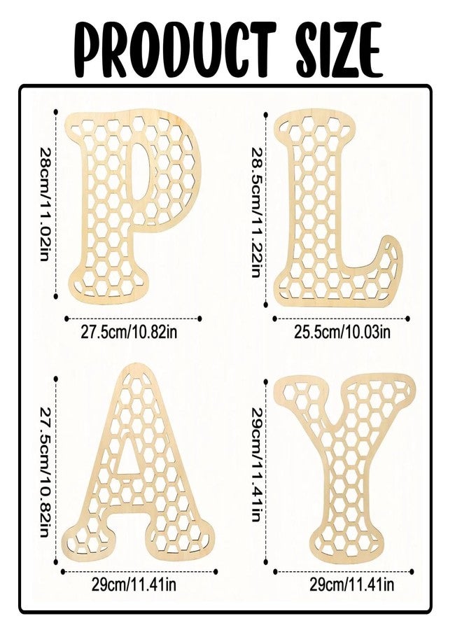 Xtlonbom Wooden Play Rattan Letters Set，Play Room wall Decor，Large Rattan Letters for Wall Decor Boho Wall Signs Playroom，playroom Sign Art Kids Playroom Decor Nursery Room Decorations for Girls Boys - Image 2