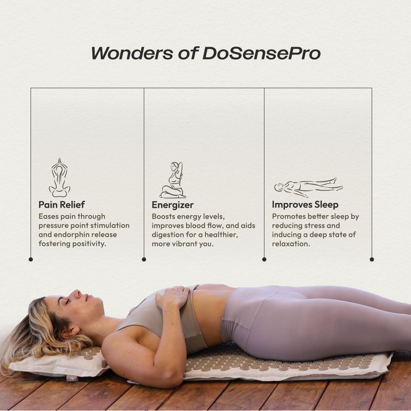 DoSensePro طقم حصيرة ووسادة العلاج بالضغط مع حزمة هلام ساخن/بارد لتخفيف آلام الظهر والرقبة، عرق النسا وآلام نقاط الضغط - حصيرة الوخز بالإبر المثالية لمساعدات النوم واستعادة النشاط بعد التمرين (كتان طبيعي) - Image 3