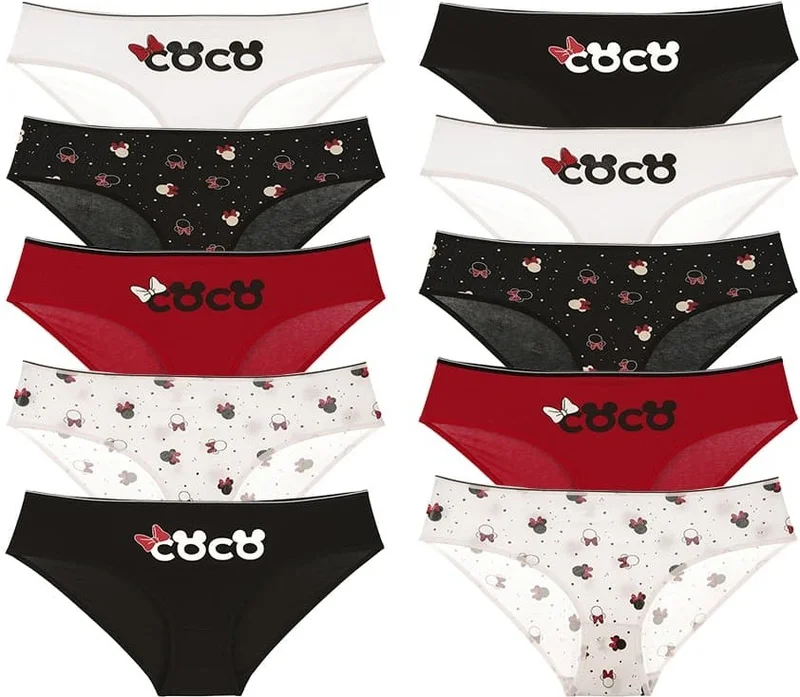 دونيلا 10 Pcs. Colorful Coco Printed Women's High Waist Panties - 31711103LF