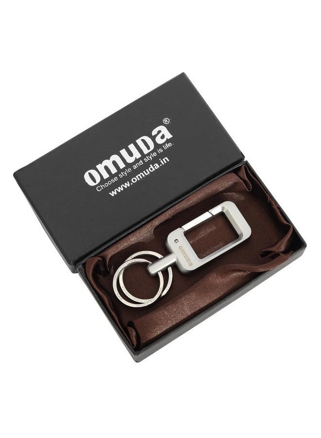 OMUDA خاتم قفل أنيق من أومودا مصنوع من الفولاذ المقاوم للصدأ الفضي مع حلقة مزدوجة قوية لحمل المفاتيح للرجال والنساء - Image 3