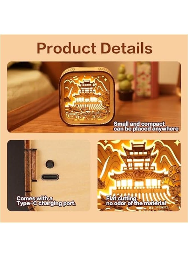 جيني احجية خشبية ثلاثية الابعاد للبالغين والاطفال، 3 اوضاع اضاءة LED، لعبة للاطفال تصنعها بنفسك، هدايا ذات مغزى للاطفال من سن 6 و7 و8 و9 و10 و11 و12 و13 للاولاد والبنات، لون اساسي للأشجار، L0106P - Image 4