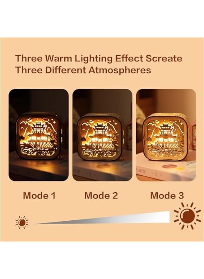 جيني احجية خشبية ثلاثية الابعاد للبالغين والاطفال، 3 اوضاع اضاءة LED، لعبة للاطفال تصنعها بنفسك، هدايا ذات مغزى للاطفال من سن 6 و7 و8 و9 و10 و11 و12 و13 للاولاد والبنات، لون اساسي للأشجار، L0106P - Image 5