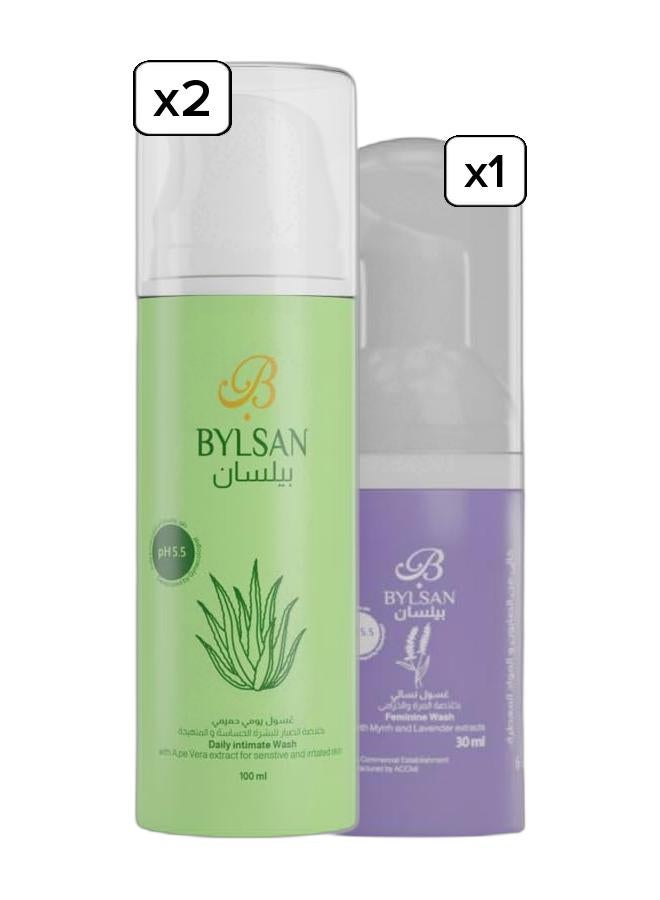 BYLSAN Daily Intimate Wash with Aloe Vera – 100 ml | 2 Pieces With Intimate Wash 30 ml For Free - Image 1