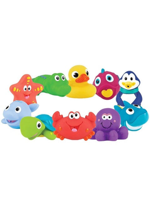 Nuby 10 Count (Pack of 1) Little Squirts Fun Bath Toys, Assorted Characters