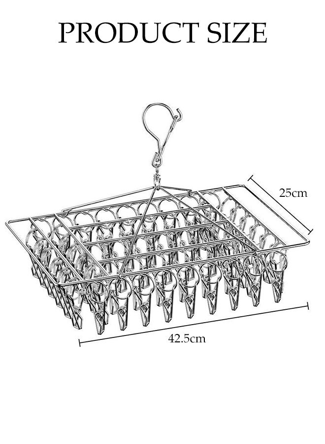 DUNISO Stainless Steel Durable Sock Dryer Foldable Sock Dryer Hanger with 60 Strong Clips Multi-Functional Rustproof Windproof Sock Hanger Space-Saving Rotary Wind-sock Dryer Hanger for Shoe Insoles, Socks, Underwear, Baby Clothes - Image 3