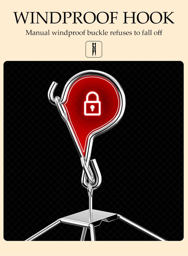 DUNISO Stainless Steel Durable Sock Dryer Foldable Sock Dryer Hanger with 60 Strong Clips Multi-Functional Rustproof Windproof Sock Hanger Space-Saving Rotary Wind-sock Dryer Hanger for Shoe Insoles, Socks, Underwear, Baby Clothes - Image 5