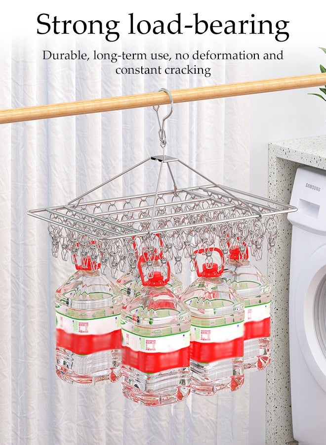 DUNISO Stainless Steel Durable Sock Dryer Foldable Sock Dryer Hanger with 60 Strong Clips Multi-Functional Rustproof Windproof Sock Hanger Space-Saving Rotary Wind-sock Dryer Hanger for Shoe Insoles, Socks, Underwear, Baby Clothes - Image 2