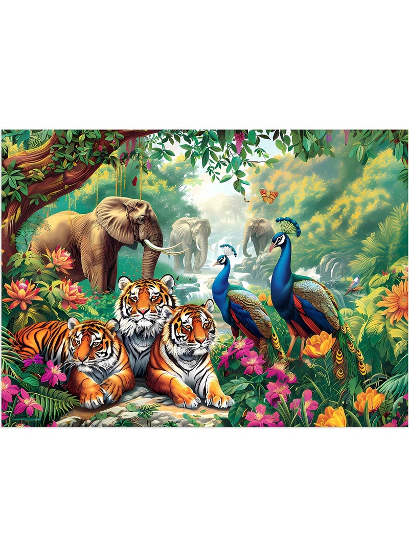 لغز مكون من 1000 قطعة بموضوع حيوانات الغابة - Image 1