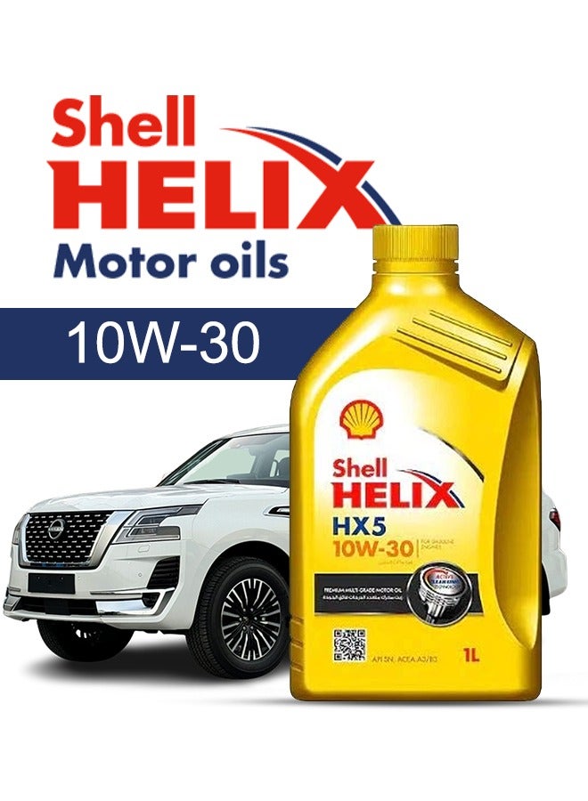 شل زيت محرك سيارة نيسان، باترول 2024 - 2019 - لزوجة 10w30 شل هيلكس 5 لتر، مع فلتر زيت المحرك - 2019 2020 2021 2022 2023 2024
