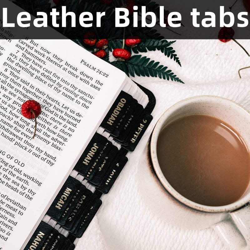 UPAFEXXI-Leather Bible Tabs, Bible Tabs for Women and Men(Gold Foil Lettering) Large Print Stickers, Easy to Read and Apply, 80 Chapters Labels for Easy Navigation(Black) - Image 2