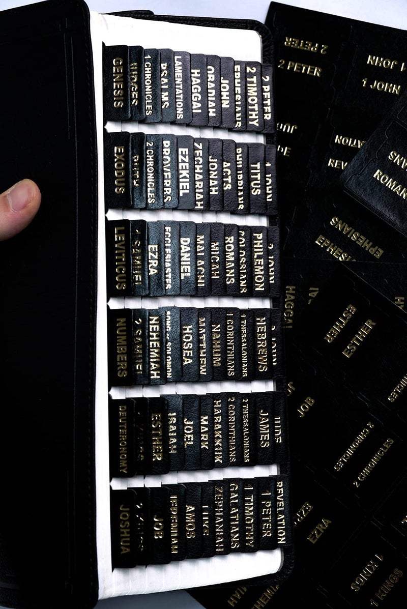 UPAFEXXI-Leather Bible Tabs, Bible Tabs for Women and Men(Gold Foil Lettering) Large Print Stickers, Easy to Read and Apply, 80 Chapters Labels for Easy Navigation(Black) - Image 4
