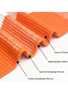 Generic 40*60cm Plain Plaid Floor Mat Home Porch Carpet Festive Atmosphere Decorative Carpet Washable Woven Outdoor Indoor Welcome Mat Suitable for Front Door/Farmhouse/Entrance/Home Entrance Outdoor Carpet (Orange grid)  - Image 3