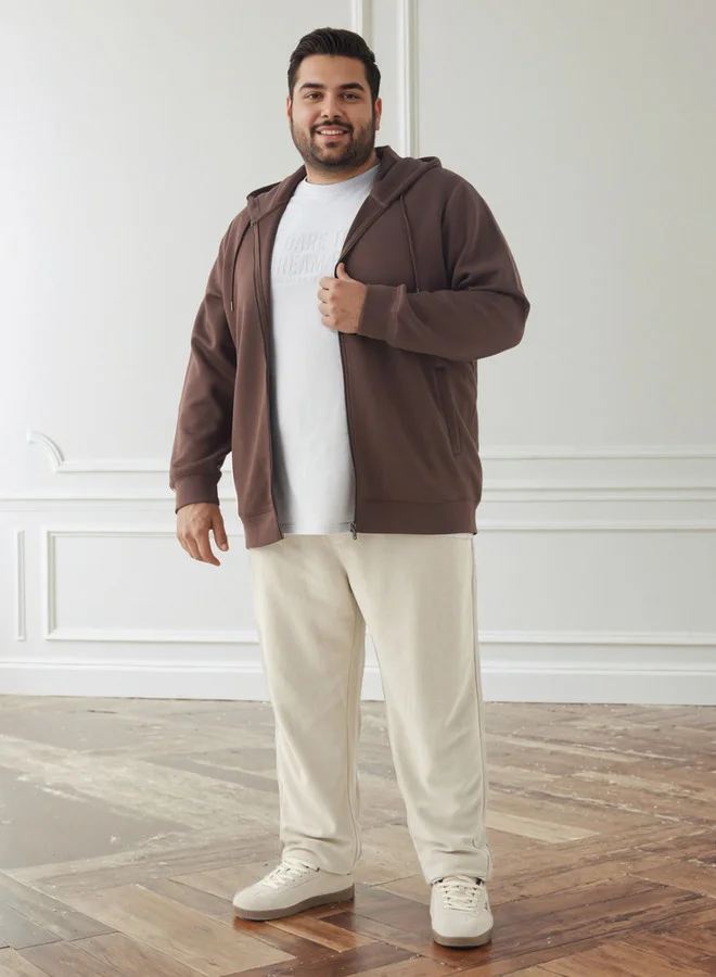 Men Plus Size Regular Fit Kangaroo Pocket Hoodie