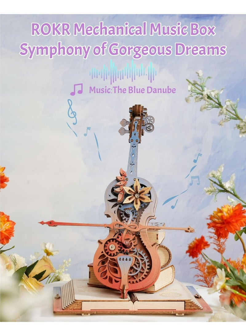 ROBOTIME ROKR Symphony of Gorgeous Dreams Mechanical Music Box 3D Wooden Puzzle AMK63M - Image 5