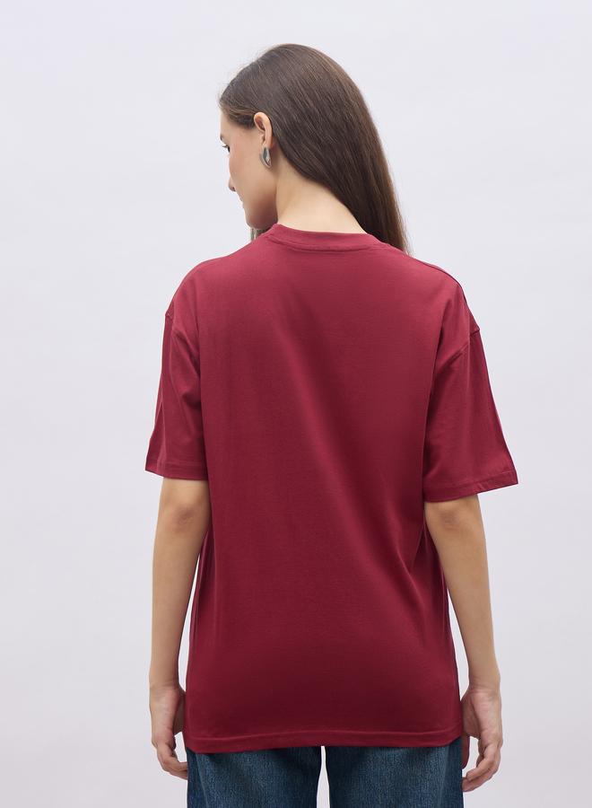 Styli Red Embroidered Oversized T-Shirt - Image 5