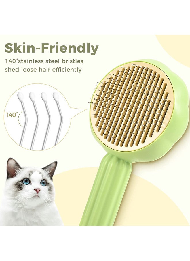 Neostyle Cat Brushes Self Cleaning,Cat Grooming Brush Tool for Shedding,Gently Removes Loose Undercoat(Green-sunflower)  - Image 4