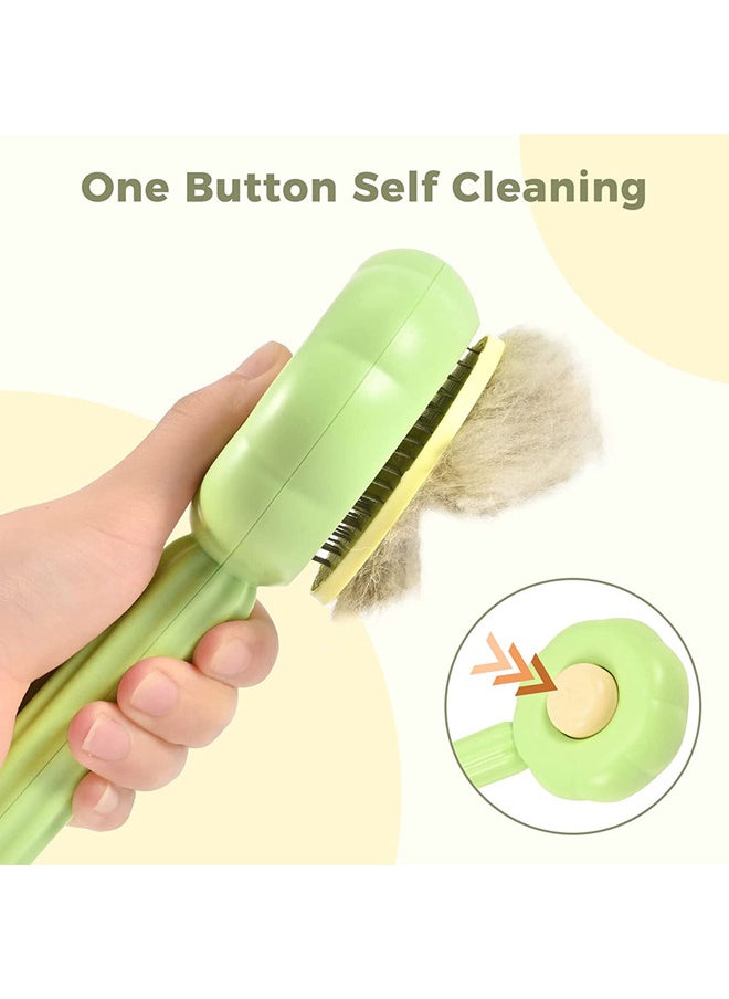Neostyle Cat Brushes Self Cleaning,Cat Grooming Brush Tool for Shedding,Gently Removes Loose Undercoat(Green-sunflower)  - Image 3