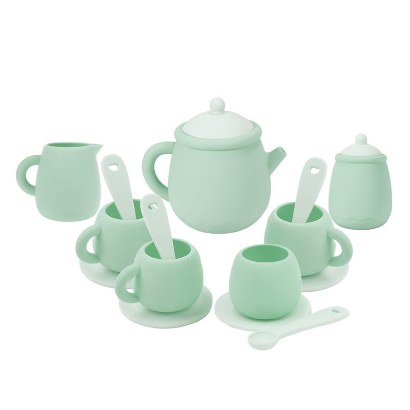MCGMITT Silicone Tea Set, Tea Party Set for Little Girls Boys, 15 Pcs BPA Free Dishwasher Safe Pretend Tea Set for Toddlers Kids Age 3-6, Cute Toy Kitchen Accessories for Children Birthday Gifts - Image 1