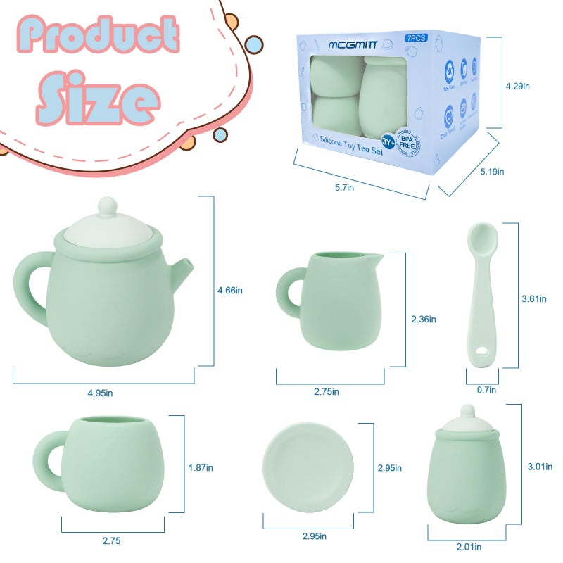 MCGMITT Silicone Tea Set, Tea Party Set for Little Girls Boys, 15 Pcs BPA Free Dishwasher Safe Pretend Tea Set for Toddlers Kids Age 3-6, Cute Toy Kitchen Accessories for Children Birthday Gifts - Image 3