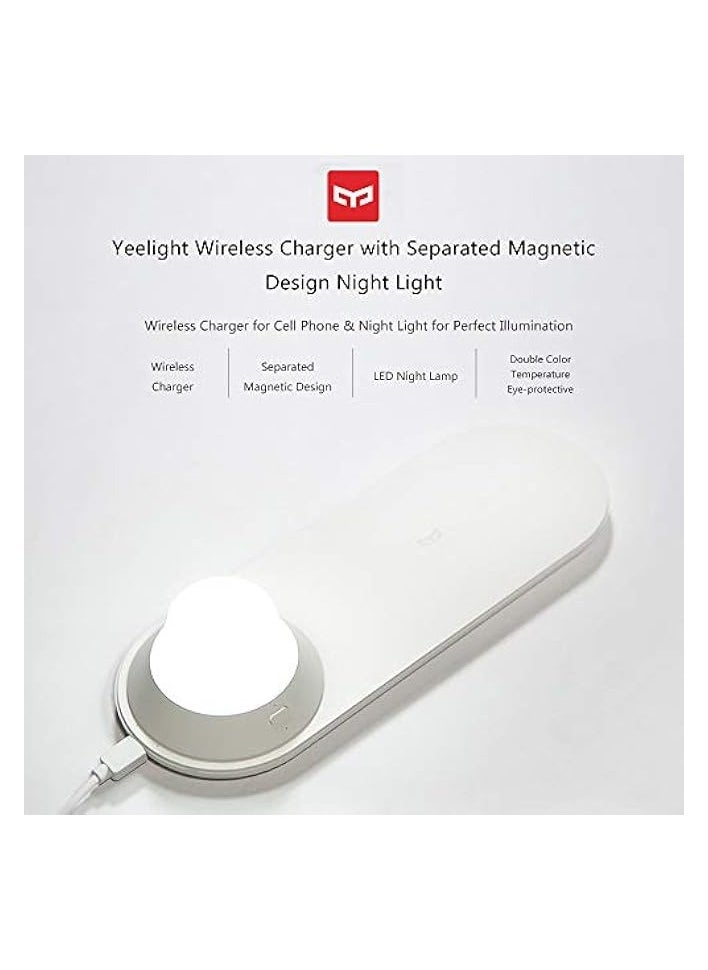 Yeelight Wireless Quick Fast Charger USB Charging Port Design with Separated Magnetic 7 LED Double Color Temperature Changing Night Light Beside Lamp Compact for Mobile Phone Living Room  - Image 2