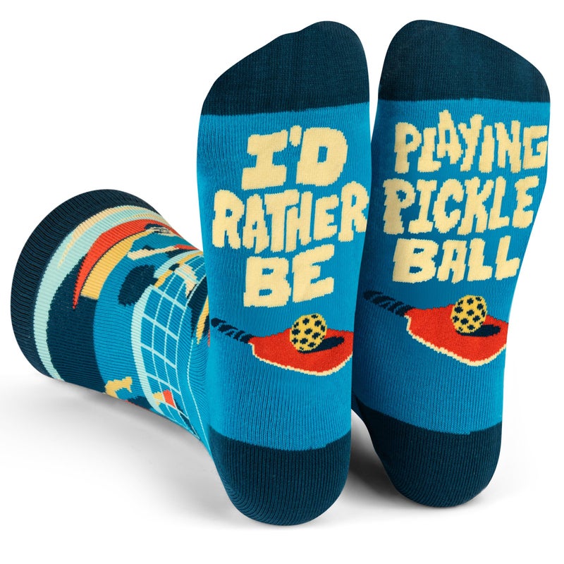 Lavley I'd Rather Be - Funny Socks For Men & Women - Gifts For Golfing, Hunting, Camping, Hiking, Skiing, Reading, Sports and more (US, Alpha, One Size, Regular, Regular, Playing Pickleball) - Image 1
