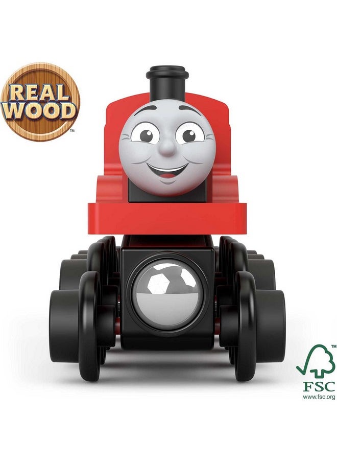THOMAS & FRIENDS Thomas & Friends Wooden Railway Toy Train James Push-Along Wood Engine & Coal Car for Toddlers & Preschool Kids Ages 2+ Years (Amazon Exclusive)  - Image 4