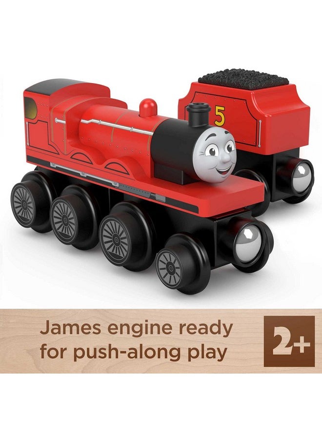 THOMAS & FRIENDS Thomas & Friends Wooden Railway Toy Train James Push-Along Wood Engine & Coal Car for Toddlers & Preschool Kids Ages 2+ Years (Amazon Exclusive)  - Image 3
