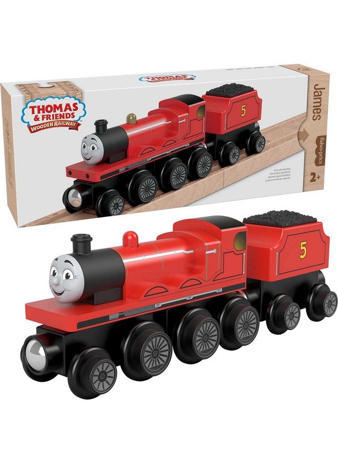 THOMAS & FRIENDS Thomas & Friends Wooden Railway Toy Train James Push-Along Wood Engine & Coal Car for Toddlers & Preschool Kids Ages 2+ Years (Amazon Exclusive)  - Image 1